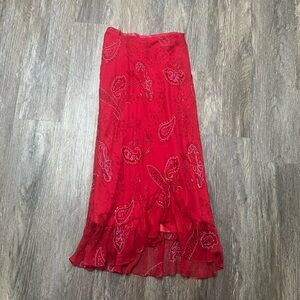 SilkLand Red Paisley Pencil Skirt